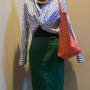 J. Crew Green Pencil Skirt